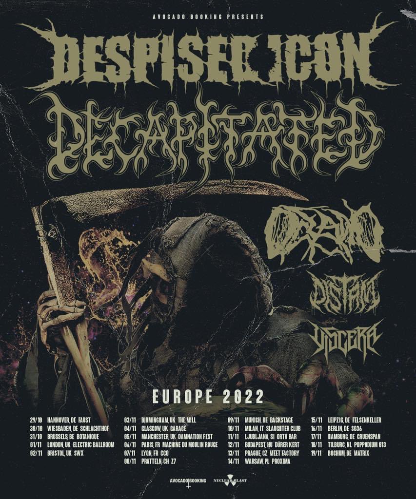 .@oceanometal will make their return to Europe in place of @BrandOSacrifice as the direct support alongside @decapitated, @despisedicon, @DistantNL and Viscera TICKETS: lnk.to/DIDECAP-EUUK20…