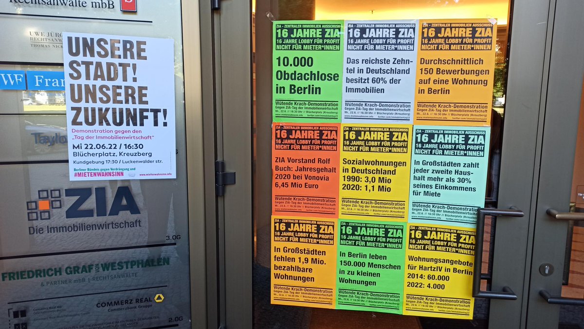 ++ Aktion gegen den Immobilienkongress #ZIA in #Berlin! 
16 Jahre Zia bedeutet 16 Jahre extrem steigende #Mieten &amp; Verdrängung in ganz Deutschland.
Deswegen morgen raus auf die Straße, für eine Stadt für alle, bezahlbare #Mieten, gegen Verdrängung!
22.06//16.30//Blücherplatz