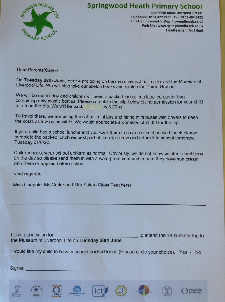 springwoodyear4's tweet image. Please return the summer trip permission letter completed with the donation as soon as possible . If your child needs a school packed lunch - we need to know by tomorrow at the latest. Thanks  #swhdaysout
