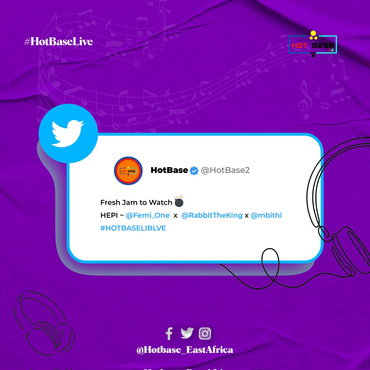 HotBase2's tweet photo. NEW MUSIC

New Jam to watch 💥
.
.
@Femi_One
@RabbitTheKing
@mbithigram

#HotBaseLive https://t.co/nWRJ5YGGlr