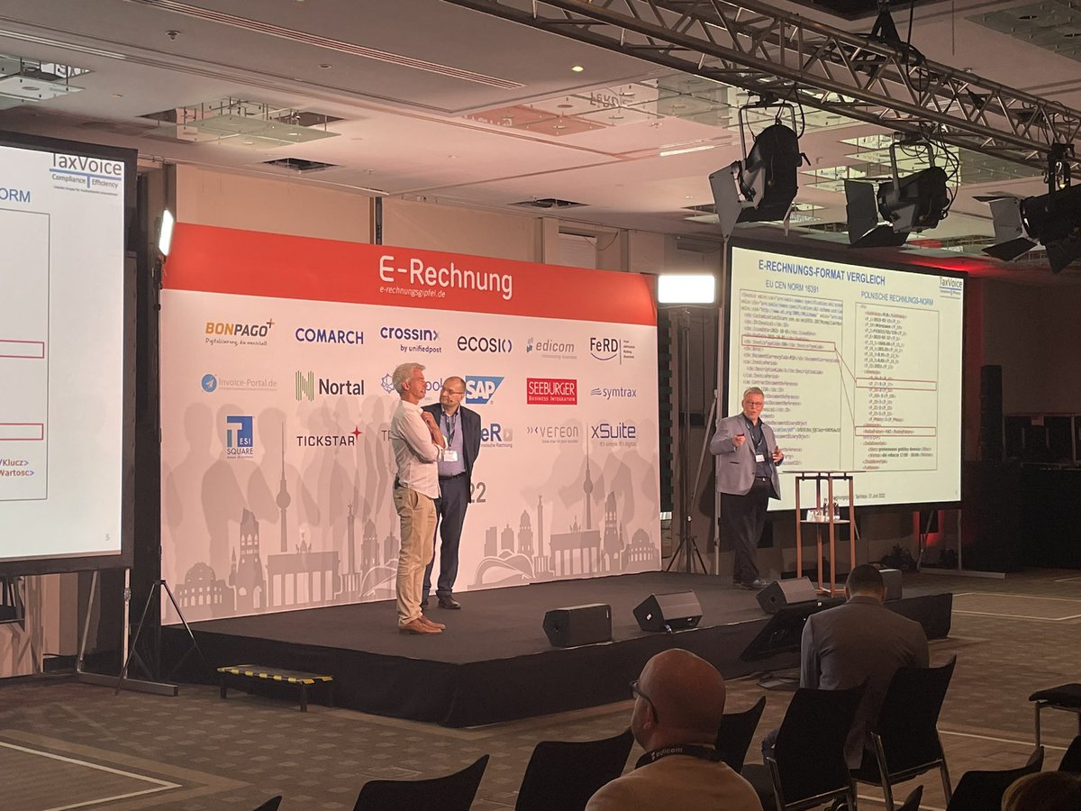 VeR_Verband's tweet image. Einen übersichtlichen Quervergleich der Modelle für elektronische #Meldesysteme für Rechnungen (#CTC) in Europa geben jetzt Marcus Laube (@EESPA_EU ) und Alexander Kollmann sowie Thomas Bischoff (beide User-Group TaxVoice) auf der Hauptbühne des #ERGI22.
