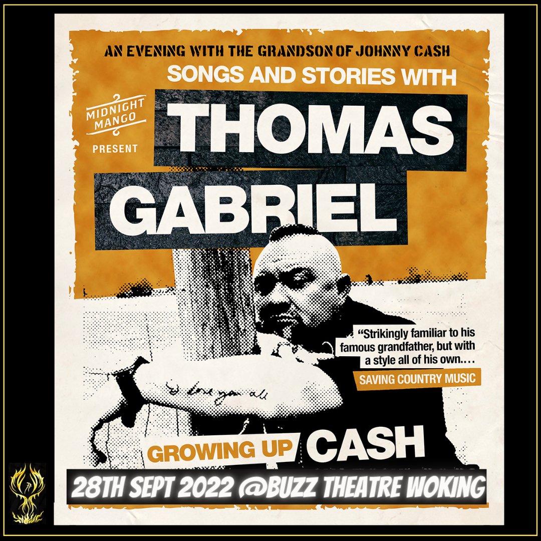Imagine all the stories of growing up in the #JohnnyCash household? His grandson @ThomasGabrielTN shares these & plays some original & Cash classics. Tix seetickets.com/event/thomas-g…
#thomasgabriel #americana #country #maninblack #countrymusic  #welovewoking #rock #wokinggigs #gigs