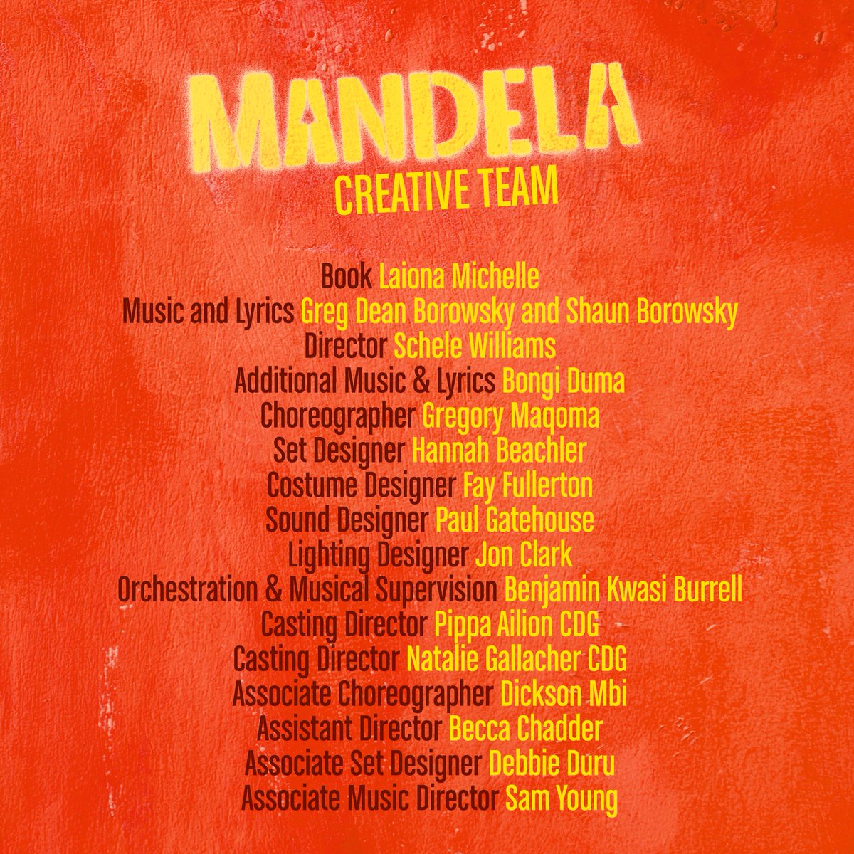 Young Vic (@youngvictheatre) on Twitter photo With the book by Laiona Michelle, music and lyrics by Greg Dean Borowsky and Shaun Borowsky, and directed by <a href="/ScheleWilliams/">Schele Williams</a>, presented in proud partnership with Nandi Mandela, Luvuyo Madasa and the Mandela family.
Find out more about the creative team ⬇️ With the book by Laiona Michelle, music and lyrics by Greg Dean Borowsky and Shaun Borowsky, and directed by <a href="/ScheleWilliams/">Schele Williams</a>, presented in proud partnership with Nandi Mandela, Luvuyo Madasa and the Mandela family.
Find out more about the creative team ⬇️