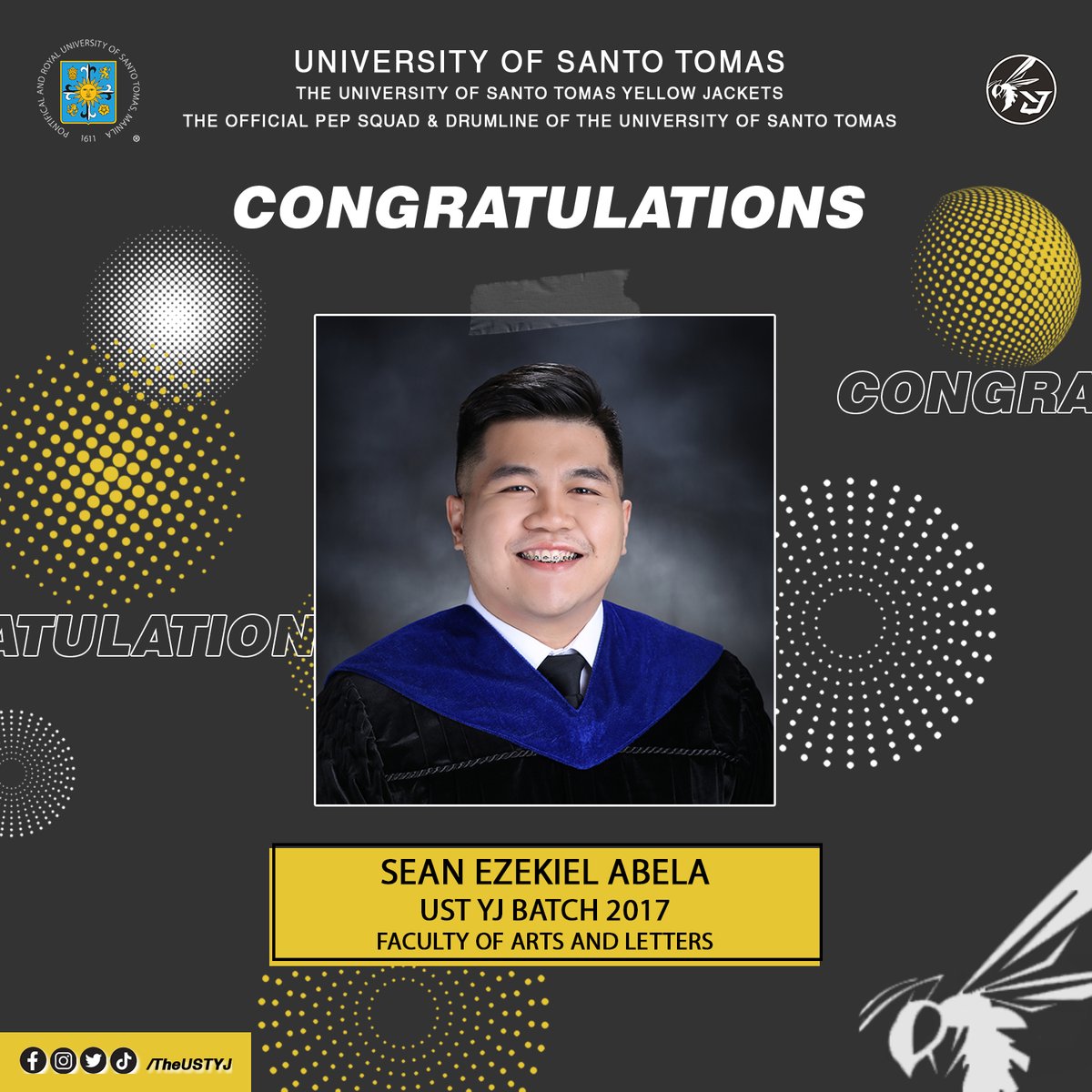 TheUSTYJ's tweet photo. Congratulations to our graduating brothers and sisters, who have given their all in both their academic fields and to the service of the Thomasian community.
We wish you all the best of luck in life.ππ₯π
#USTYJ
#KeepOnCheering
#KeepOnBanging
#OneForUST
#BrotherhoodNeverStops https://t.co/vougf0EbMm