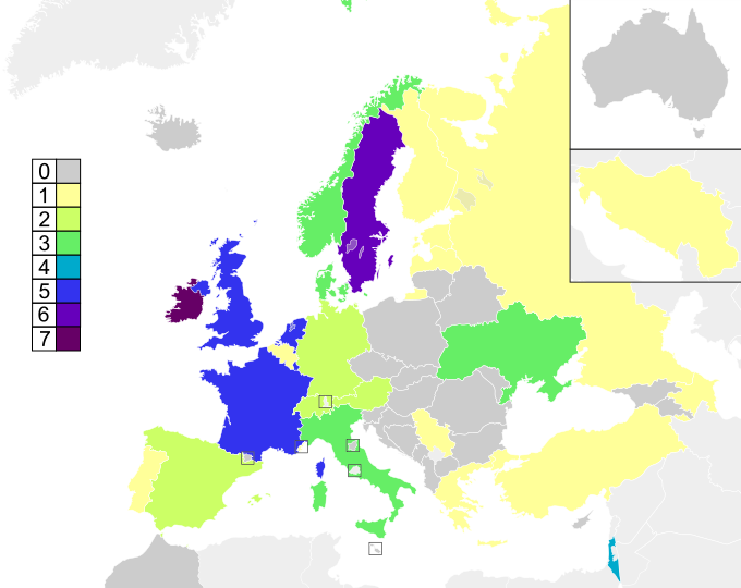 EuroAltea's tweet photo. Hoy, 21 de junio, es el #DíaEuropeodelaMúsica🎵
Este día es una celebración de la música viva, diseñada para destacar la amplitud y diversidad de la práctica musical en todos los géneros.
Este mapa muestra el número de victorias en Eurovisión, que existe desde 1956 #Maprtes🌍 https://t.co/dL13f93kD5