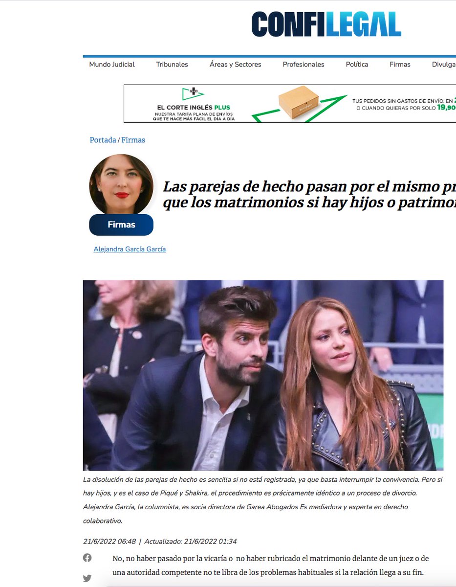 Nuestra socia directora #AlejandraGarcía habla hoy en <a href="/Confilegal/">Confilegal</a> sobre los problemas de ruptura de las #parejasdehecho, similares a las de los casados que se enfrentan a una #separación o un #divorcio. 

confilegal.com/20220621-las-p…