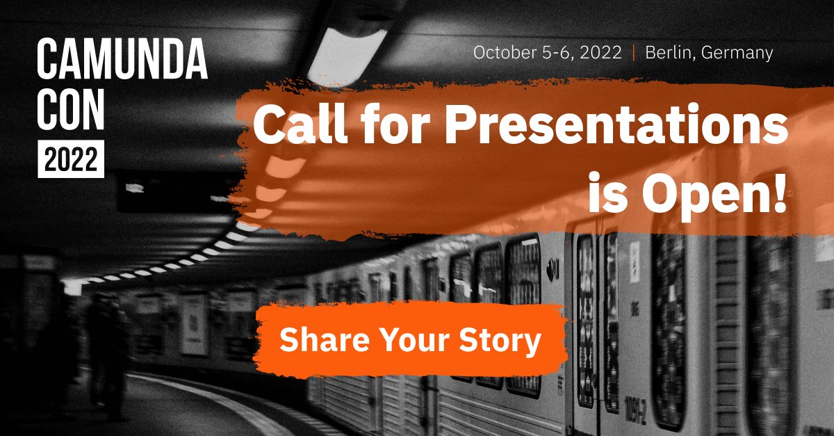 The #CamundaCon 2022 Call for Presentations is officially open and you–yes, YOU!–are invited to share your process automation insights, experiences, successes, challenges, and adventures with our international community. 

Submit your story today: bit.ly/3GWhkA7