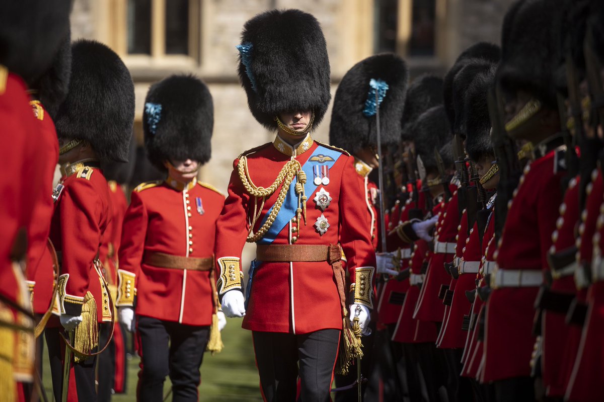 Happy 40th Birthday to The Duke of Cambridge, Colonel of The Irish Guards. Earlier this year The Irish Guards were presented their new colours. In this picture The Duke of Cambridge inspects the 1st Battalion Irish Guards during the ceremony at Windsor Castle.