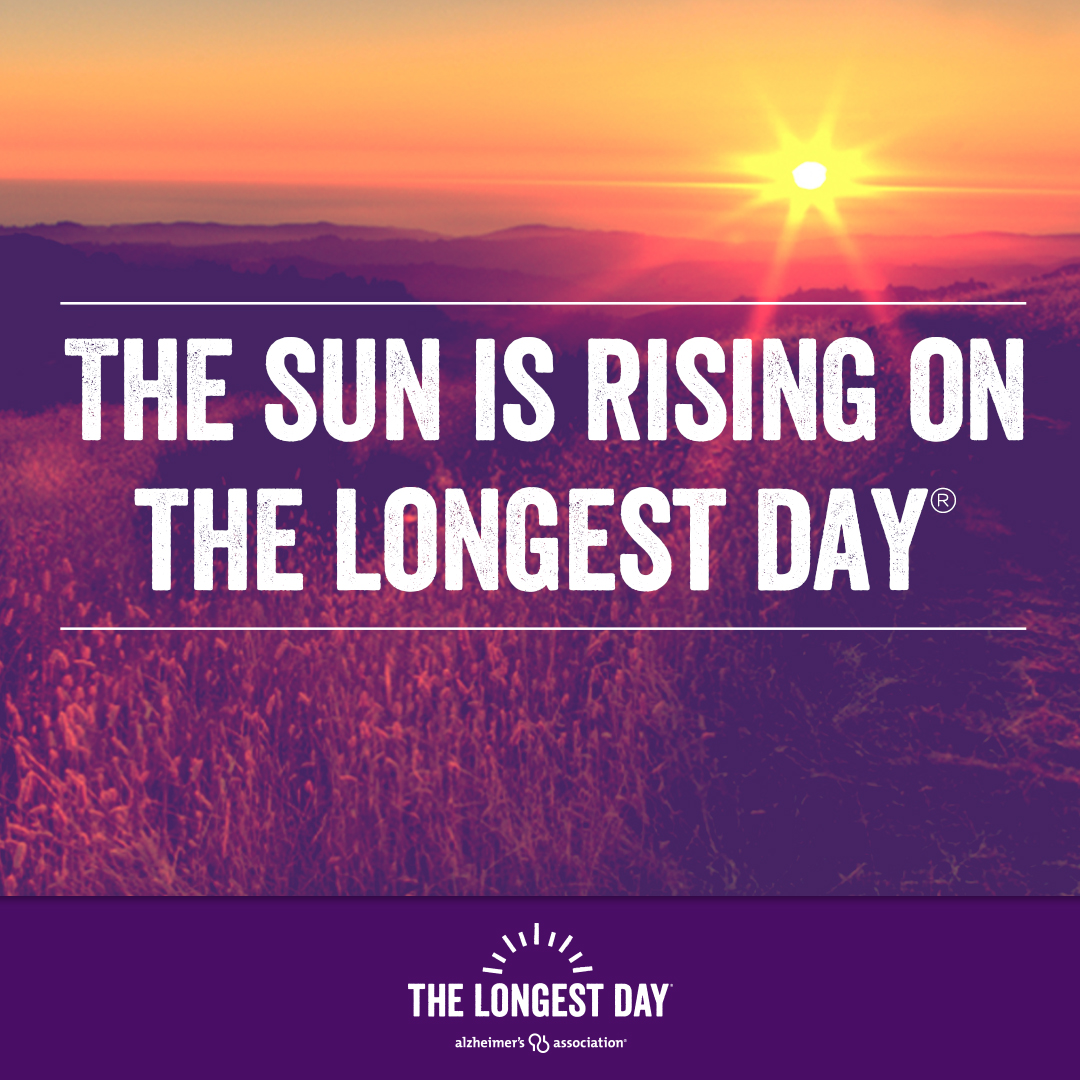 AlzKYIN's tweet photo. #TheLongestDay is here! ☀️ Help us cheer on all those fighting the darkness of Alzheimer’s on the day with the most light — the summer solstice. Follow along as we share inspiring stories throughout the day, and check out participant photos at https://t.co/agKzGMsx7l #ENDALZ https://t.co/DGfuhOEHG6