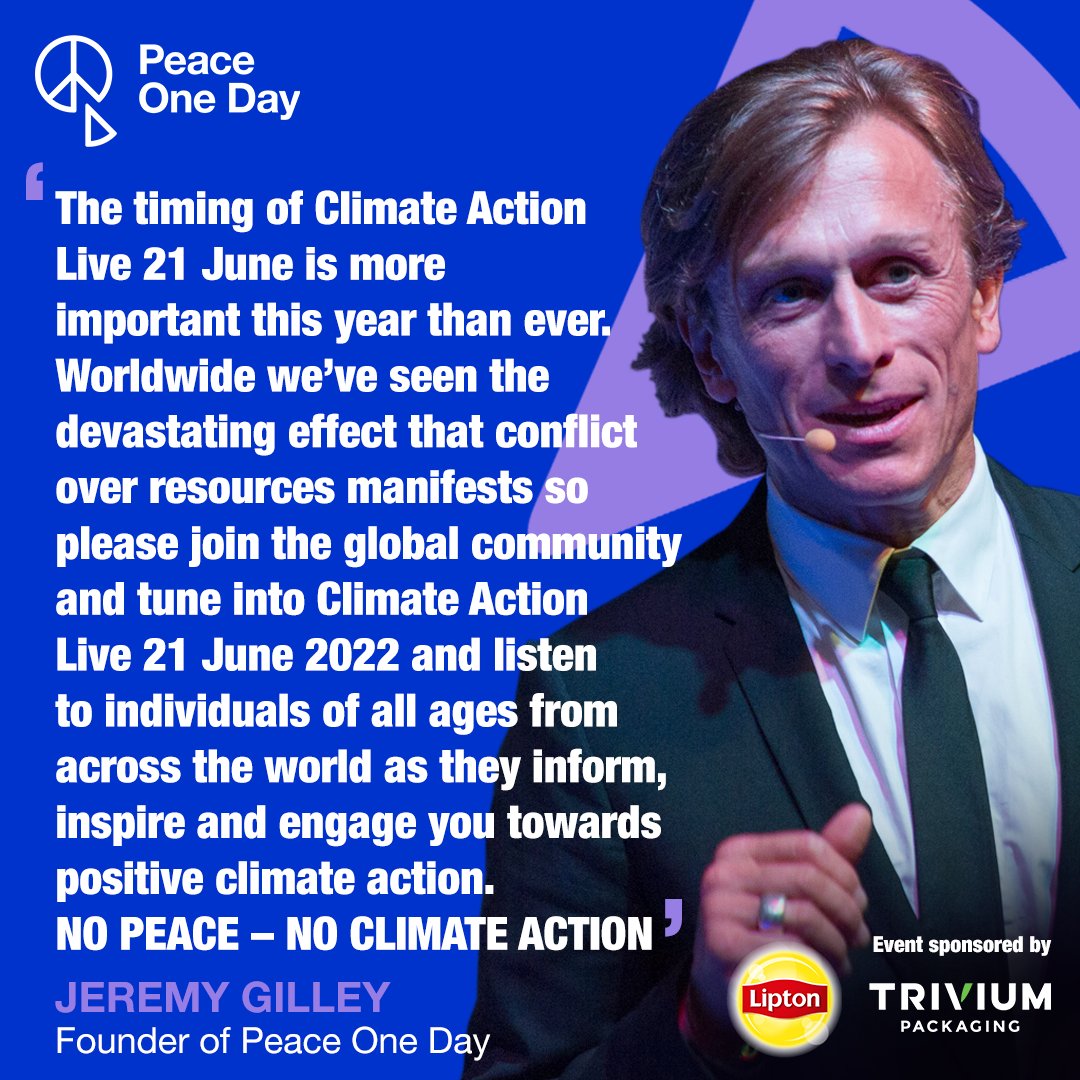 Director and Producer of #ClimateActionLive 2022, Jeremy Gilley, speaks on the importance of this event. Watch the free broadcast today @ 1pm GMT on peaceoneday.org or on Twitter @peaceoneday.