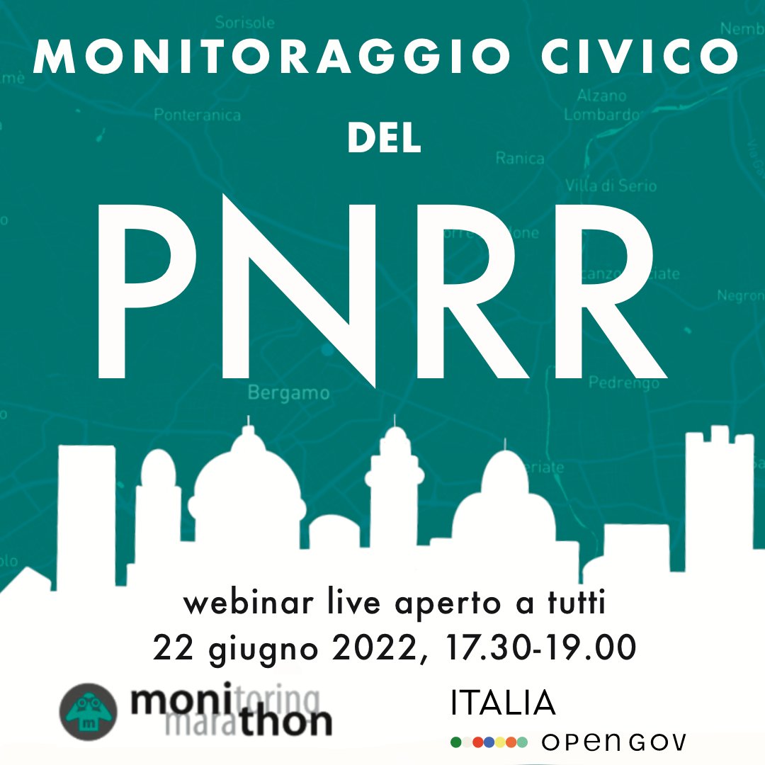 Monithon's tweet photo. 🗓️DOMANI dalle 17:30 alle 19:00
Webinar sul monitoraggio civico del #PNRR. 

Istituzioni europee e nazionali discuteranno dei risultati del monitoraggio civico condotto da @UniBergamo. Vi aspettiamo!!

QUI LA DIRETTA SU YOUTUBE: 🎥https://t.co/BTg7jETb7m https://t.co/9cai1sPY8a