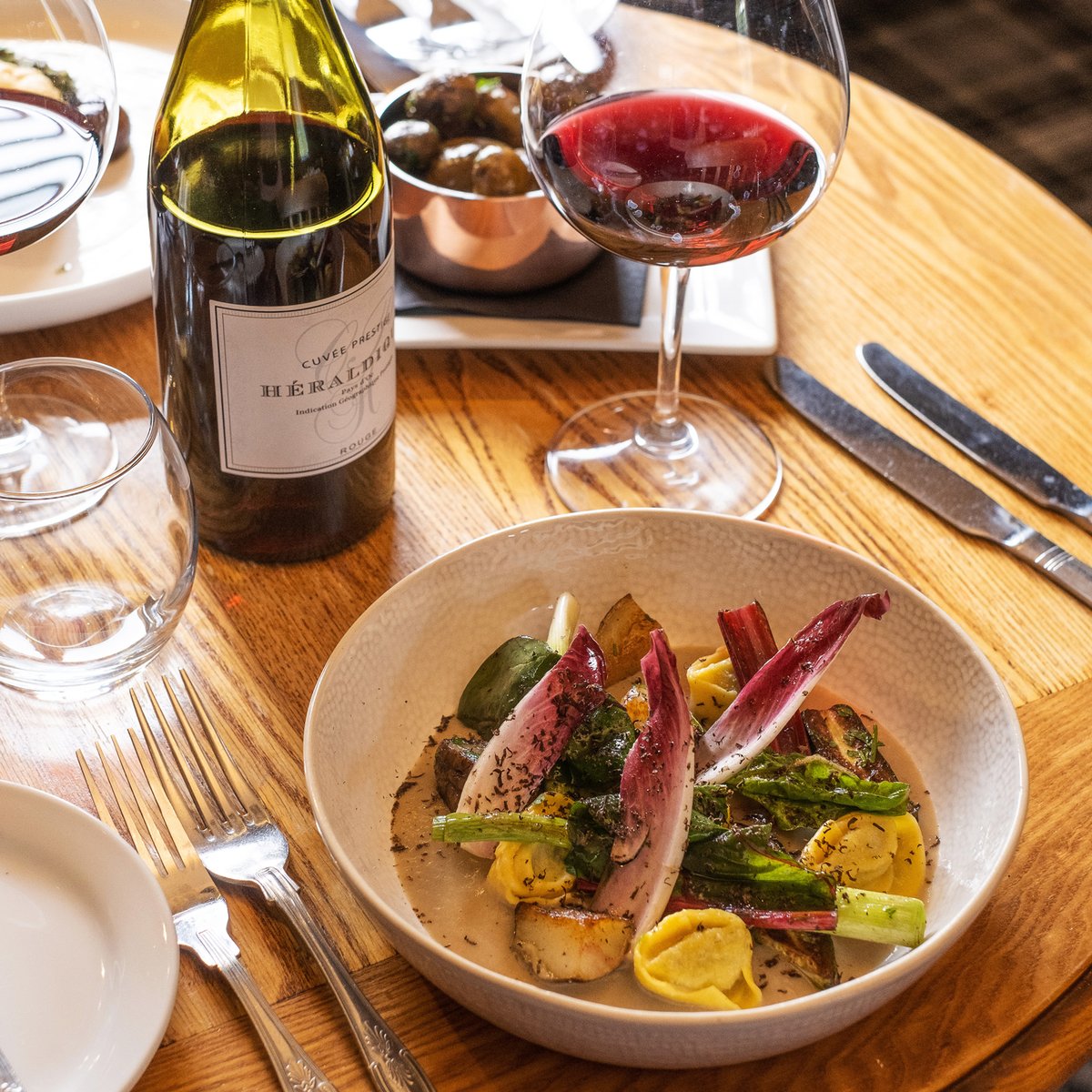 Happy Suffolk Day. Here's a taste of summer for the summer solstice. Artichoke tortellini with baby vegetables, ruby chard & truffle. Sunshine on a plate. #suffolkday #summersolstice #truffle #sunshine #foodies ☀️