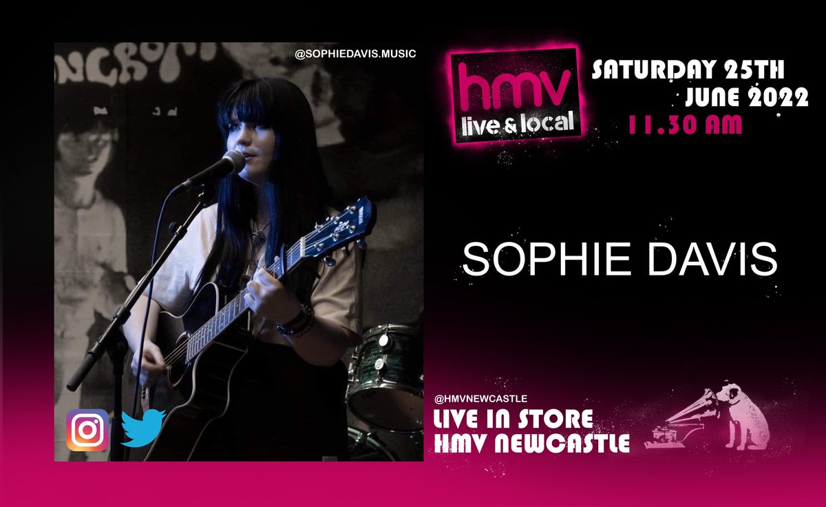 hmvNewcastle's tweet photo. Why have 1 #hmvLiveAndLocal when you can have 4!!
THIS SATURDAY we will be joined by two artists making their #hmv debut & two returning
11:30 #SophieDavis
12:30 @indiaarkin (solo)
13:30 #SamShields
15:00 #Vennels
So come alone & listen to these wonderful musicians
@hmvtweets https://t.co/16qWkEOUh3