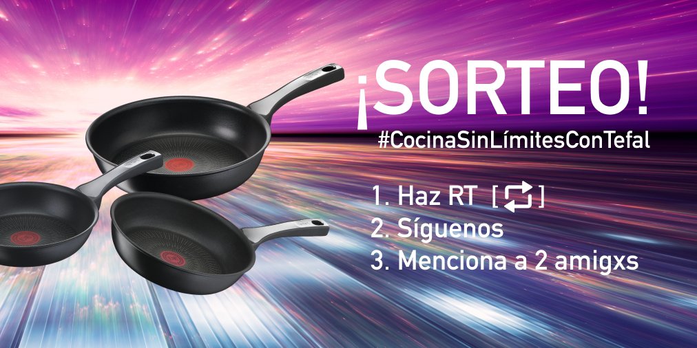 ⚫️ #SORTEO #CocinaSinLímitesConTefal 
🎁 Sorteamos un SET UNLIMITED en cada canal de TEFAL España: Facebook, Instagram y Twitter.

Haz [RT+Follow] y menciona a dos personas.
📆 Tienes tiempo hasta el 30 de junio incluido.

¡Suerte!
