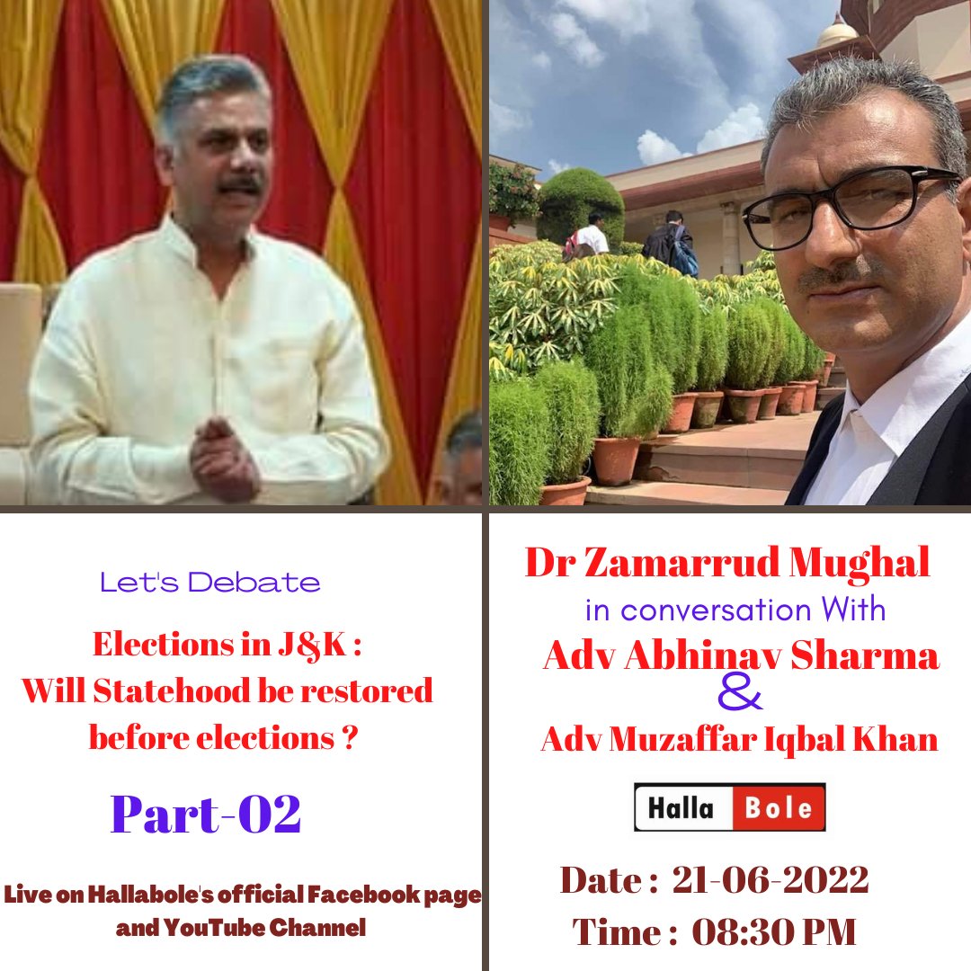 Hallabole1's tweet photo. #Part 02 
Elections in J&amp;K : Will Statehood be restored before elections ?
Let's Debate https://t.co/OZDPaeQxn4