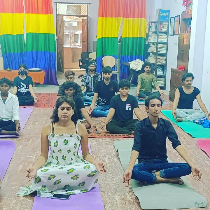 INTERNATIONAL YOGA DAY 2022: 
Transgender residents of Garima Greh celebrating and practicing international yoga day 2022
#mitrtust #garimagreh #garimagrehdelhi #shelterhomefortransgender #transgendersindia #newdelhi #smilescheme <a href="/SMILE_MoSJE/">SMILE MoSJE</a> <a href="/NISD_India/">National Institute of Social Defence (NISD)</a>