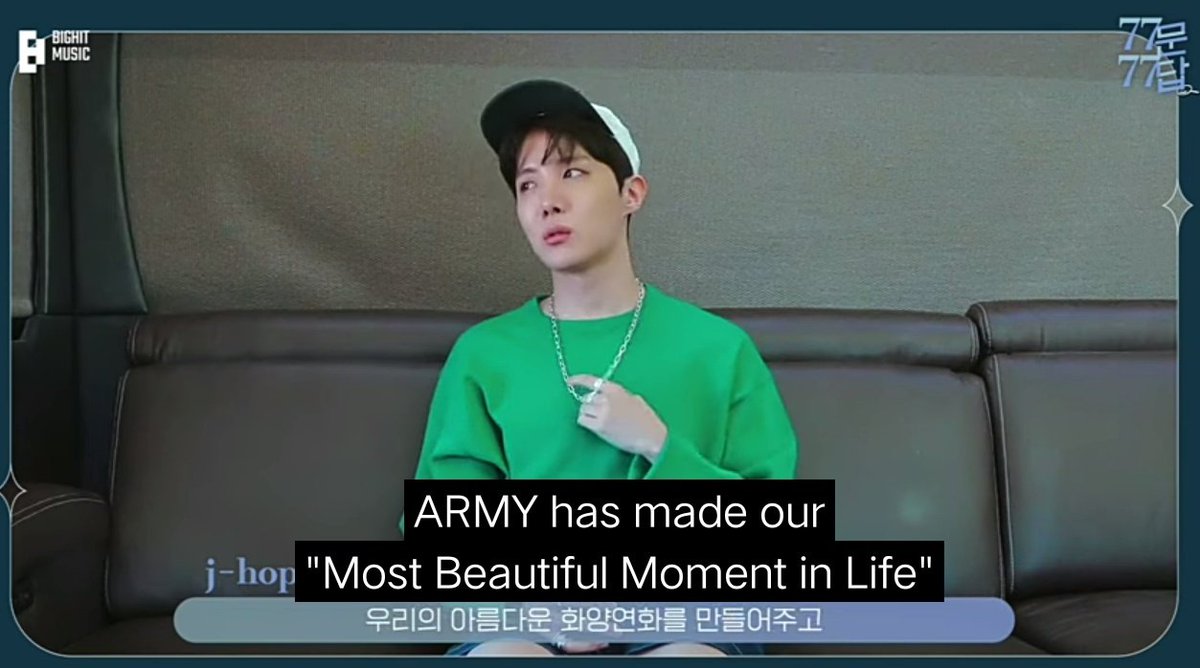 mygbebe's tweet photo. "Our gratitude for our fans always comes first. ARMY has made our 'most beautiful moment in life' and shaped our youth." - Hoseok https://t.co/0Y0KsGQqCd