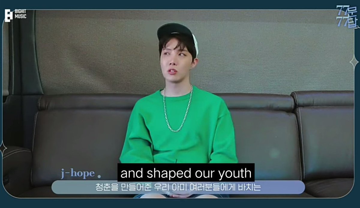 mygbebe's tweet photo. "Our gratitude for our fans always comes first. ARMY has made our 'most beautiful moment in life' and shaped our youth." - Hoseok https://t.co/0Y0KsGQqCd