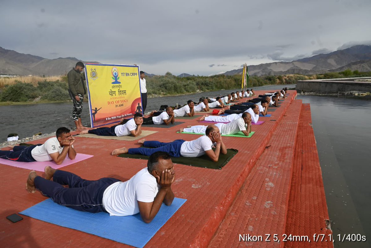 ''I am standing on my own altar
The poses are my prayers'
-B.K.S, Iyengar
Enthusiasm in the air while 117 Battalion @crpfindia practised Yoga in the picturesque #Leh.
#InternationalYogaDay 
#InternationalYogaDay2022 
#YogaDay 
#YogaMahotsav 
#YogaForHumanity