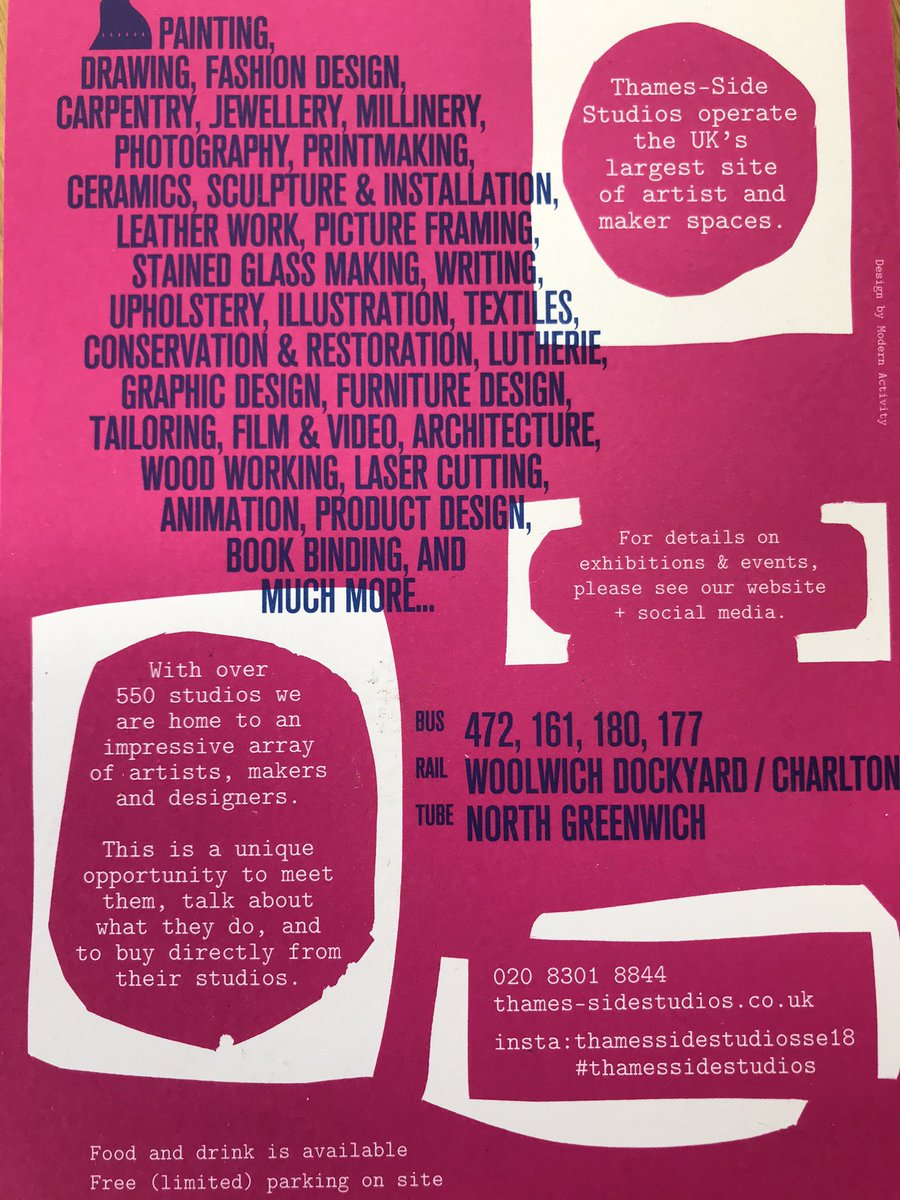 Event Alert - this Saturday is Open Studios down at my own <a href="/ThamesSideSE18/">Thames-Side Studios</a> Loads to see and do. Saturday noon to 6pm.  #se7 #greenwich #woolwich