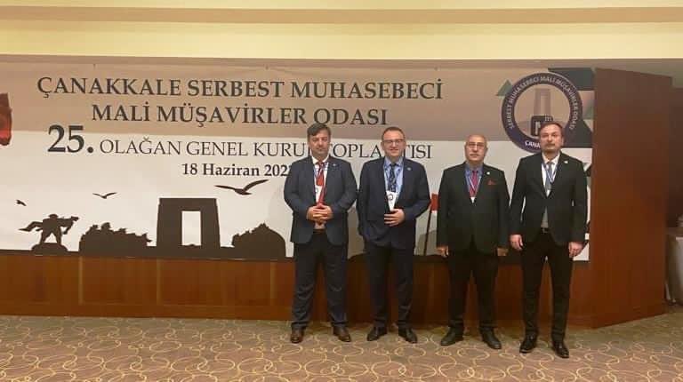 18 Haziran 2022 tarihinde yapılan Çanakkale SMMM Odasının genel kuruluna TÜRMOB Denetleme Kurulu Üyesi Metin YALÇIN, Odamız Yönetim Kurulu Başkan Yardımcısı Hasan GÜNEŞ, Yönetim Kurulu Sekreteri Eren ÇEKİÇ ve Denetleme Kurulu Başkanı Sabri GÖKÇE katılım sağlamıştır.