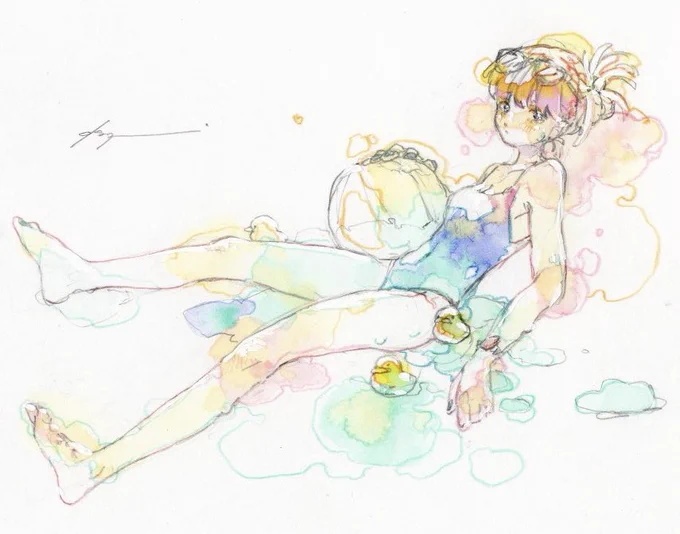ぴよぴよ~💧🏖
 #ボカウォッチ楽曲祭夏イラスト 