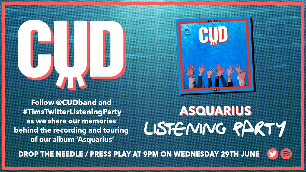 CUD (@cudband) on Twitter photo Dust off the vinyl / Follow us on Spotify... our Asquarius <a href="/LlSTENlNG_PARTY/">Tim's Listening Party</a> starts tomorrow at 9pm 🎧 Follow + Tweet along #TimsTwitterListeningParty Dust off the vinyl / Follow us on Spotify... our Asquarius <a href="/LlSTENlNG_PARTY/">Tim's Listening Party</a> starts tomorrow at 9pm 🎧 Follow + Tweet along #TimsTwitterListeningParty