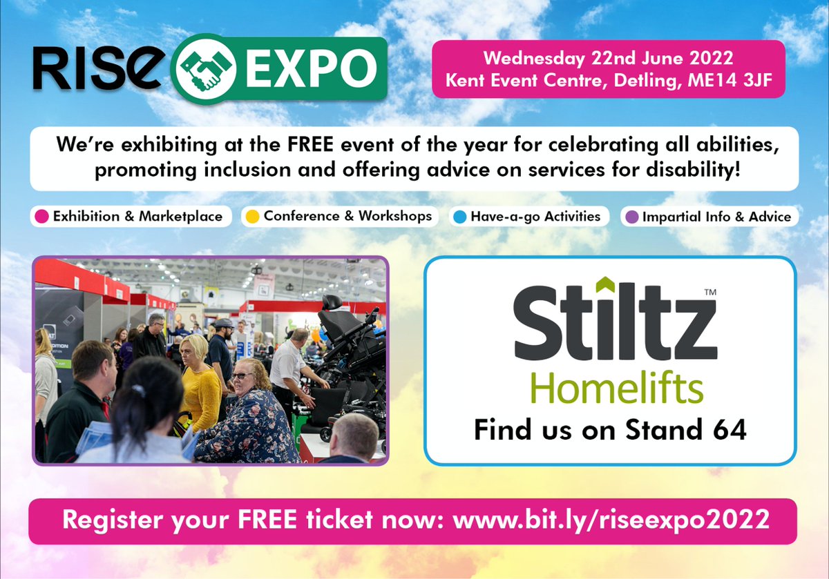 StiltzLifts's tweet photo. Our busy events schedule continues this week with the Stiltz Team attending the Rise 4 Disability Expo tomorrow. If you're there and would like to learn a little more about Stiltz Homelifts, you can find us on Stand 64.
#Rise4Disability #Kentย @RISE4Disability https://t.co/RHfyAtvt3h