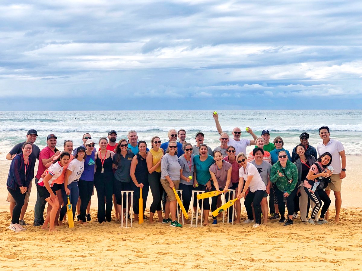 Great way to celebrate last day at #aiesep2022 cricket on the beach in the Gold Coast. What a fantastic  international community we have!