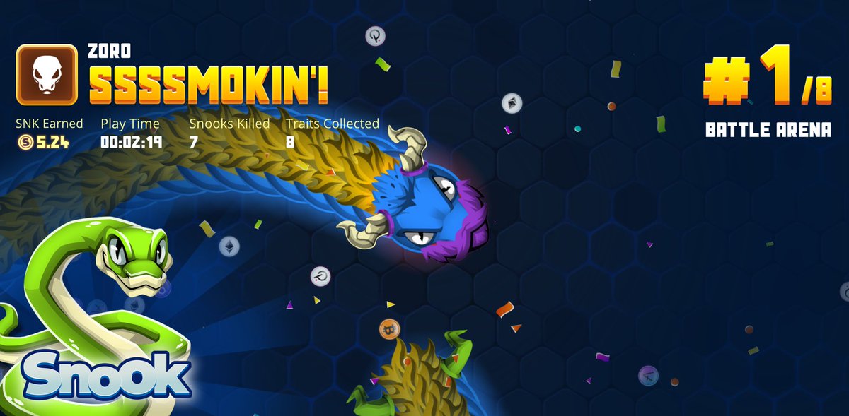 Draken_2003's tweet photo. My legendary snook just killed 7 snooks and ranked #1 in Battle Arena mode! @Playsnook_com and challenge me if you dare. See you on the map! #Snook #SNK #P2E #NFTGaming https://t.co/3SgvORNW0y