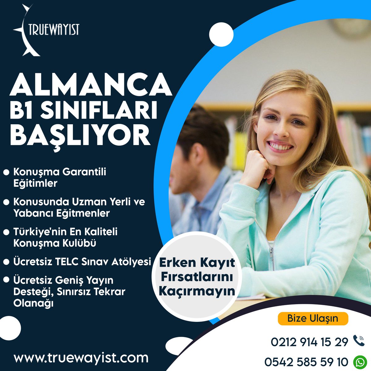 truewayist's tweet photo. Almanca B1 Kurslarımız Başlıyor!
Online Eğitimlerimizde "Ücretsiz Tanışma Ve Seviye Tespit Dersi" İçin Randevu Almayı Unutmayın!
0 542 585 59 10
 #almanca #dilokulu #goethesınav #onlinealmanca #onlineeğitim #telc #testdaf #almancakursu #almancaeğitimi #deutsch #yurtdısı https://t.co/RuvpW4Jvgh