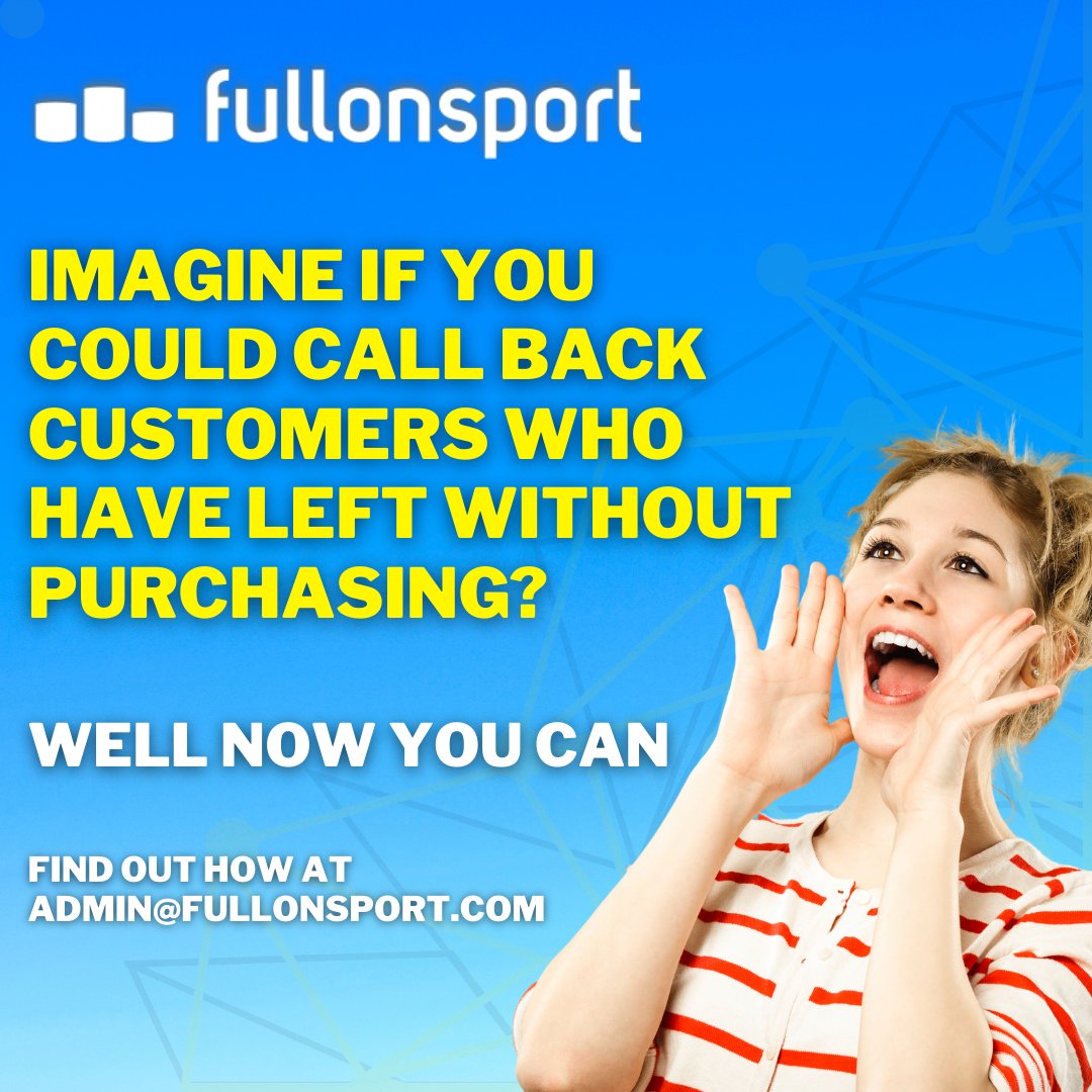 You could be losing out on 100's of entries to your events as people may become distracted or leave your page without completing the checkout process.
Imagine if you could call them back and get them to finish what they started 😏 
WELL NOW YOU CAN!
fullonsport.com
