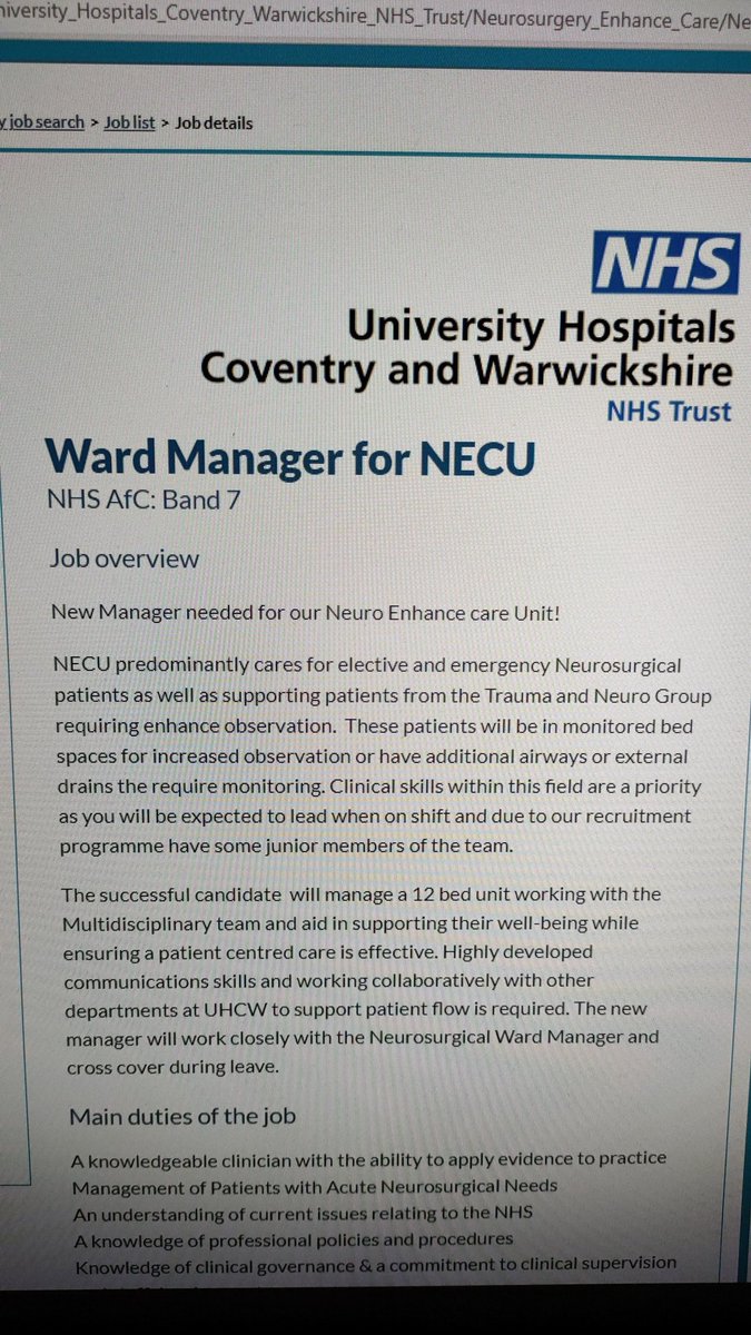 Gayle O'Byrne (@gayle2582) on Twitter photo New and exciting manager role of NECU now available <a href="/nhsuhcw/">UHCW NHS Trust</a> Interested? Have a look now on trac.jobs #teamneuro #recruitment New and exciting manager role of NECU now available <a href="/nhsuhcw/">UHCW NHS Trust</a> Interested? Have a look now on trac.jobs #teamneuro #recruitment