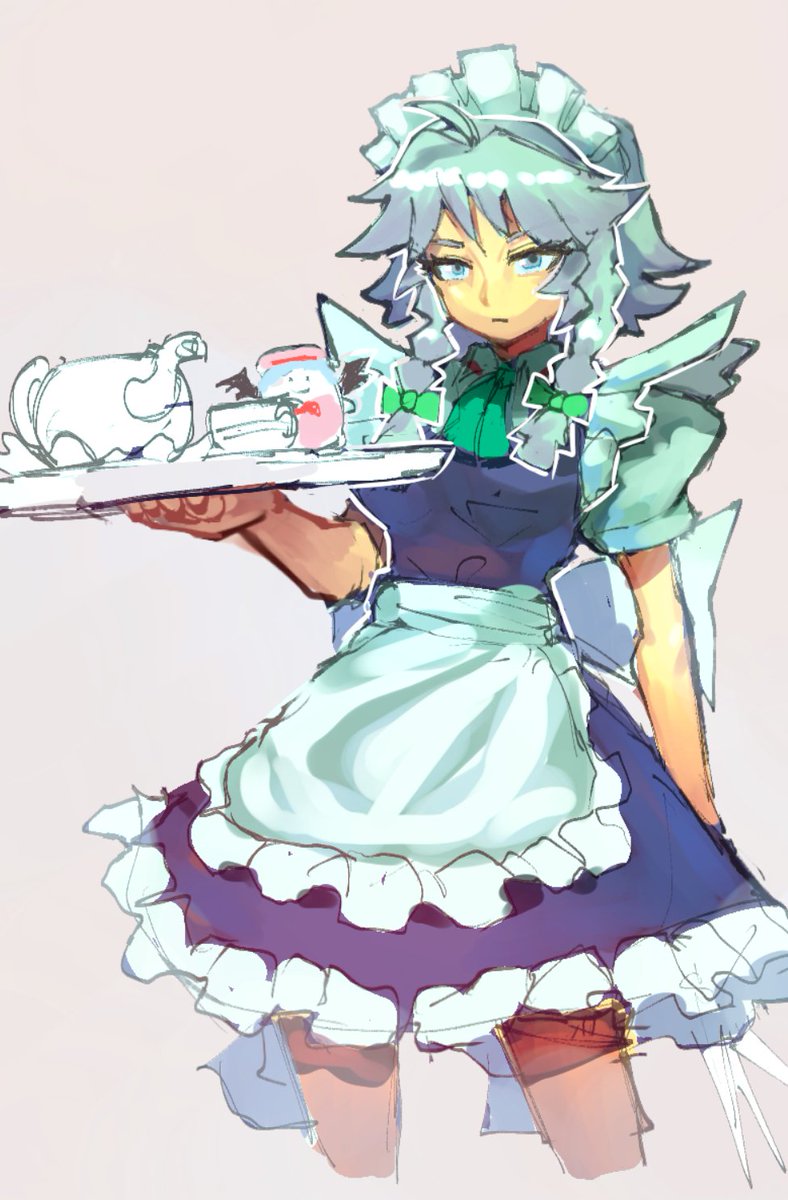 izayoi sakuya 1girl braid maid headdress maid solo twin braids grey hair  illustration images