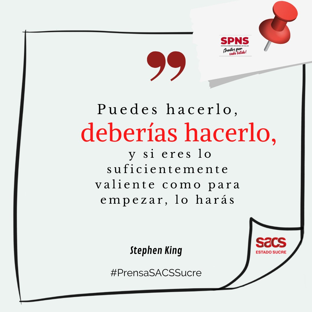 #LaFrase Un recordatorio acerca del poder que encierra en sí mismo el simple hecho de empezar.
#JuntosPorCadaLatido  #SACSAvanza #PrensaSACSSucre
