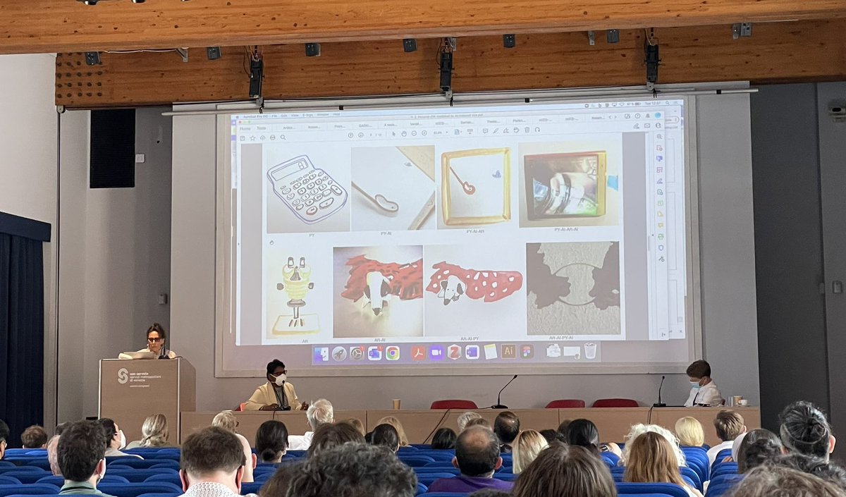 antonfedosov's tweet photo. Fun presentation by @PYurman13 and @anu1905 of their work on drawing conversations with a #GAN AI model. Interpretations were unanticipated and idiosyncratic #CreativityCognition2022 @acm_cc #CreativityCraftDesign https://t.co/8mfMvHf1l9