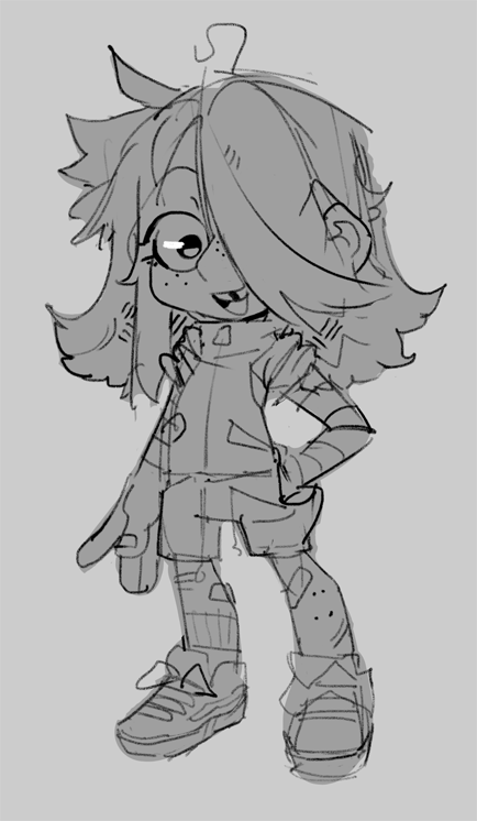 I doodled a little kid Zoey. She didn't have many friends, girls didn't like her because she was 'weird' and boys didn't like her because she was better than them at sports 