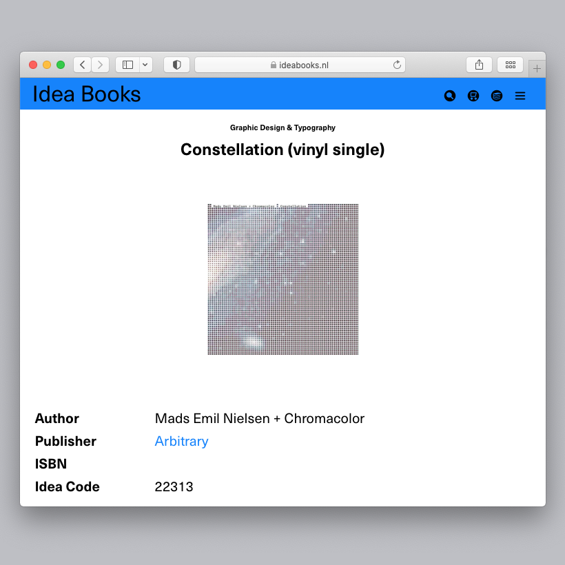 arbitrary_cph's tweet photo. Happy to announce that Constellation / arbitrary12 is now available via Idea Books (NL)
https://t.co/dbTZFGIlDX
Mads Emil Nielsen + Chromacolor (10")
Artwork: Karel Martens
#arbitraryproject #madsemilnielsen #chromacolor #hannoleichtmann #karelmartens #ideabooks #ideabooksnl https://t.co/zC1lnDf3g2