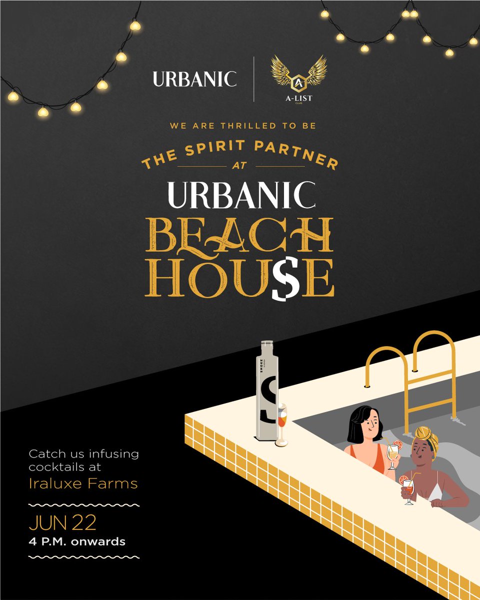 Smoke Lab X Urbanic: Presenting Urbanic Beach House
We're pumped to be the liquor partner at this invite only event and to serve you with the best mixers in town while you vibe with your group. 
Cheers with us at Iraluxe Farms on 22nd June, 4pm onwards.

#SmokeLab #SmokeLabVodka