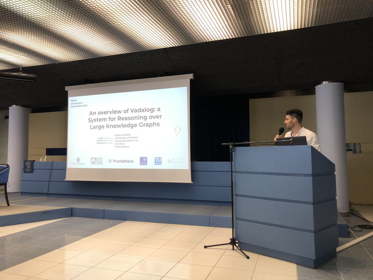 sebd2022's tweet photo. Davide Benedetto: An Overview of Vadalog: a System for Reasoning over Large Knowledge Graphs #sebd2022 https://t.co/K2T6EDqz0D