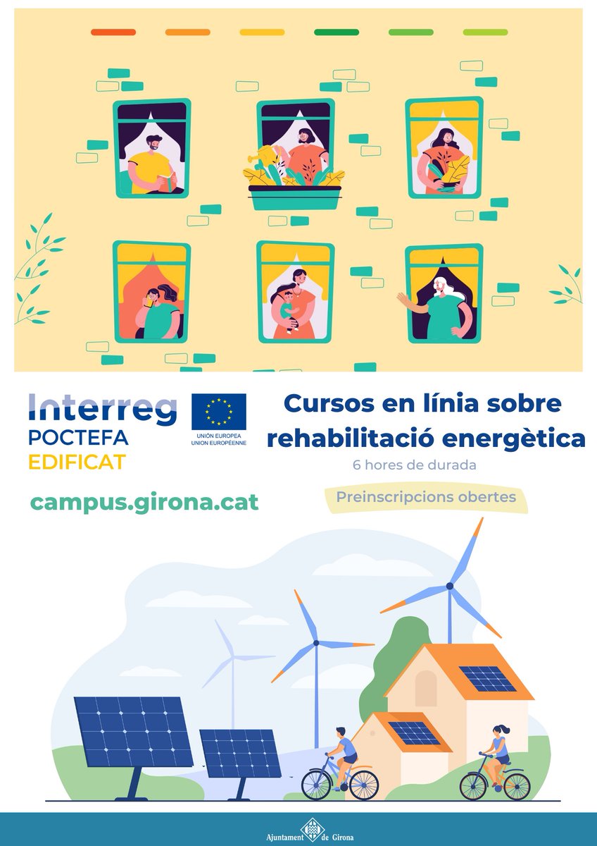 HousesCatalonia's tweet photo. apigirona: RT @Promocio_gi: 📢Obertes preinscripcions a dues formacions en línia sobre la rehabilitació energètica al campus virtual creat per @girona_cat en el marc del projecte #EDIFICAT
Els cursos, de 6 hores de durada, començaran pròximament i só… https://t.co/ob3yM5iBu9