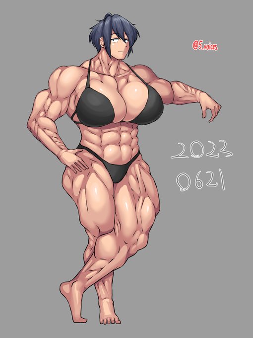 ポートレボディビル模写。Skebでムキムキおねーさんを依頼されたので練習。 