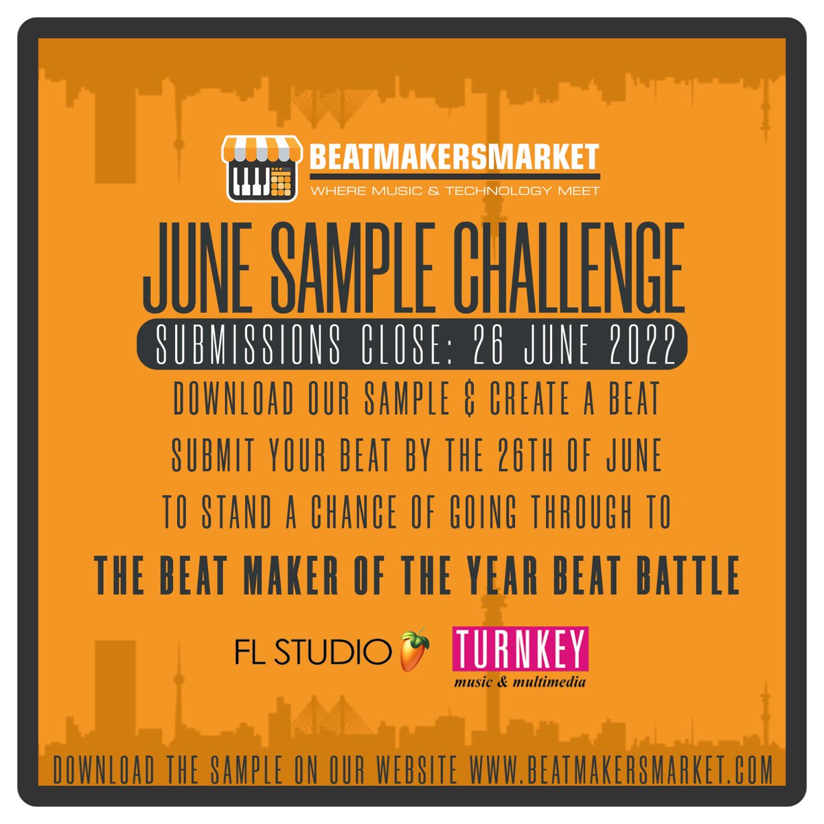 BeatMakersLife's tweet photo. A reminder to enter our June Sample Challenge by creating a beat using the sample we've provided for June download sample here https://t.co/lf4itP9UnW then upload your beat on our website or email it to us at beatmakersmarkets@gmail.com. Submissions close on Sun the 26 June 2022 https://t.co/p9nWX21xbO