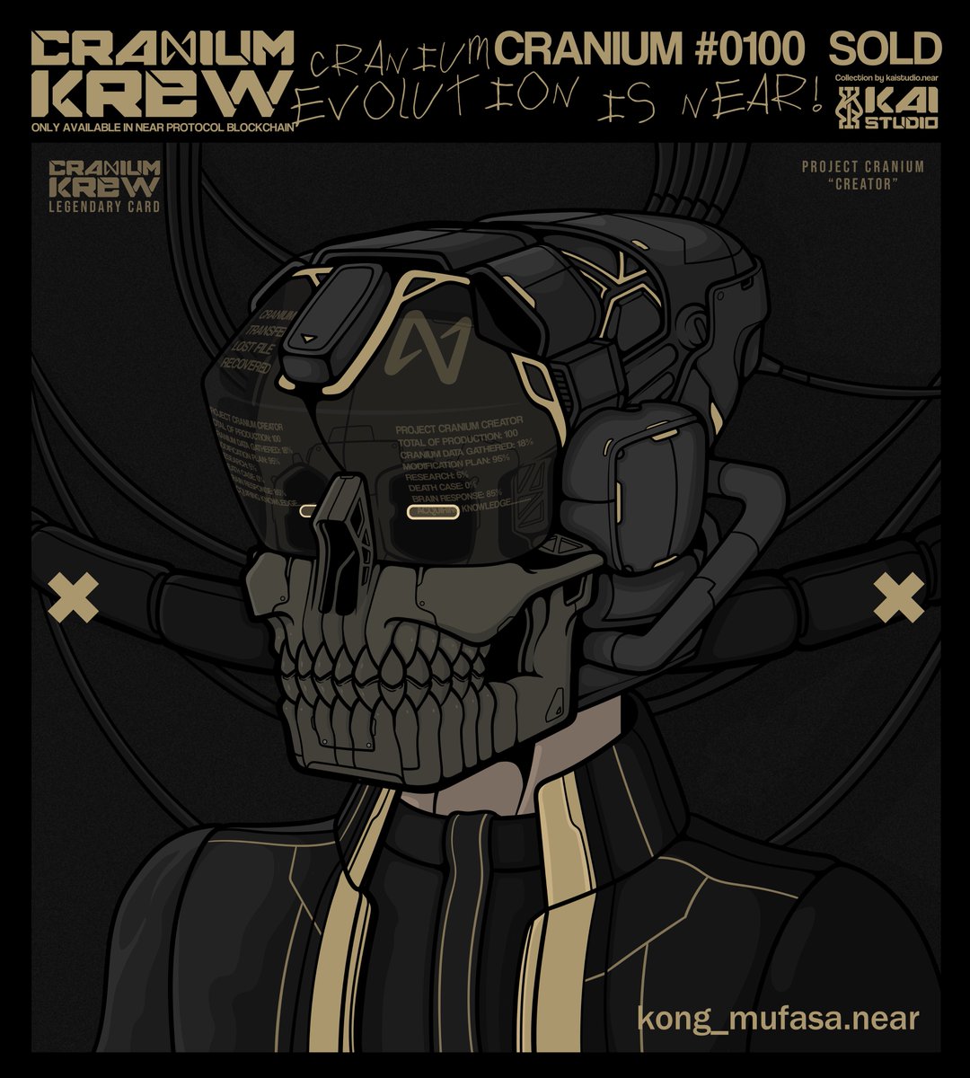 CRANIUM #0100-LEGENDARY SOLD. Only at $NEAR
Now in possession of kong_mufasa.near
Rare sweeper and Legendary hodler! LFG ❤️‍🔥
Collection: paras.id/collection/cra…
<a href="/ParasHQ/">Paras 🟩🟧</a> <a href="/NEARProtocol/">NEAR Protocol</a> <a href="/NftPinas/">NFTPinas | #FBNXGuild</a> <a href="/NFTMarketPH/">NFT Market PH 🇵🇭</a> <a href="/NEARPhilippines/">NEAR Philippines I Create Without Limits</a> #NFT #NFTs #NEARnft #ParasNFT #CraniumNFT #CraniumKrew