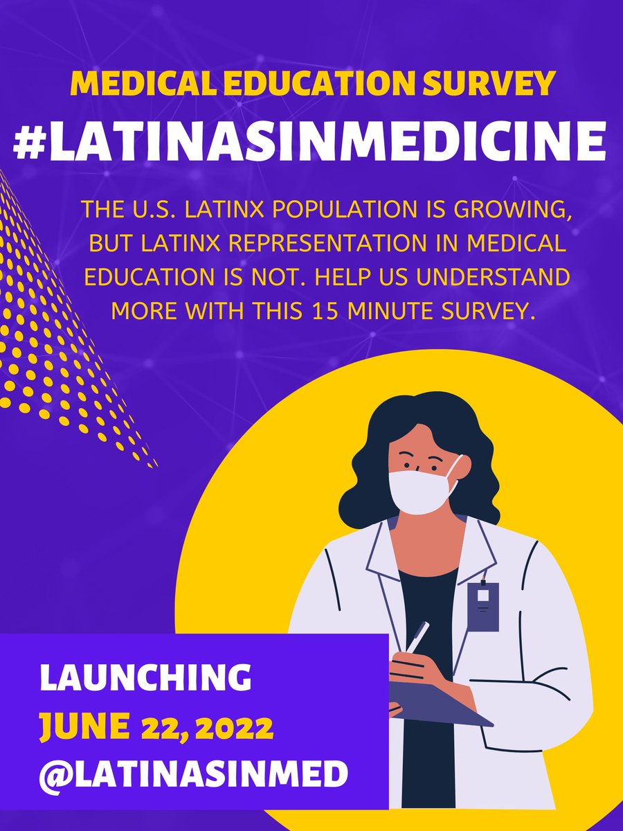 NarjustFlorezMD's tweet photo. Launching tomorrow!

The FIRST study evaluating #LatinasInMedicine experience with medical training in the continental USA. 

Stay tuned! https://t.co/TLmJkW2yVF