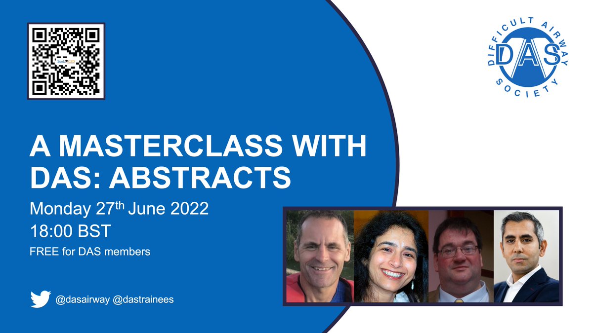 Great news we've been able to extend the number of places available for our Masterclass with DAS on abstracts! We've got a fantastic line up and it is free for DAS members. Come join us!

🎫bookcpd.com/course/masterc…
📅 27th June 2022
⏰ 18:00 BST

#DASeducation #DAS2022
