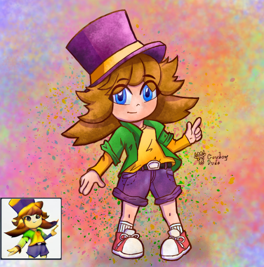 MrCowboyDude's tweet photo. This is what #dallemini thinks Hat Kid looks like, and it looked neat enough for me to draw. #AHatInTime https://t.co/X9gCc2J2JV