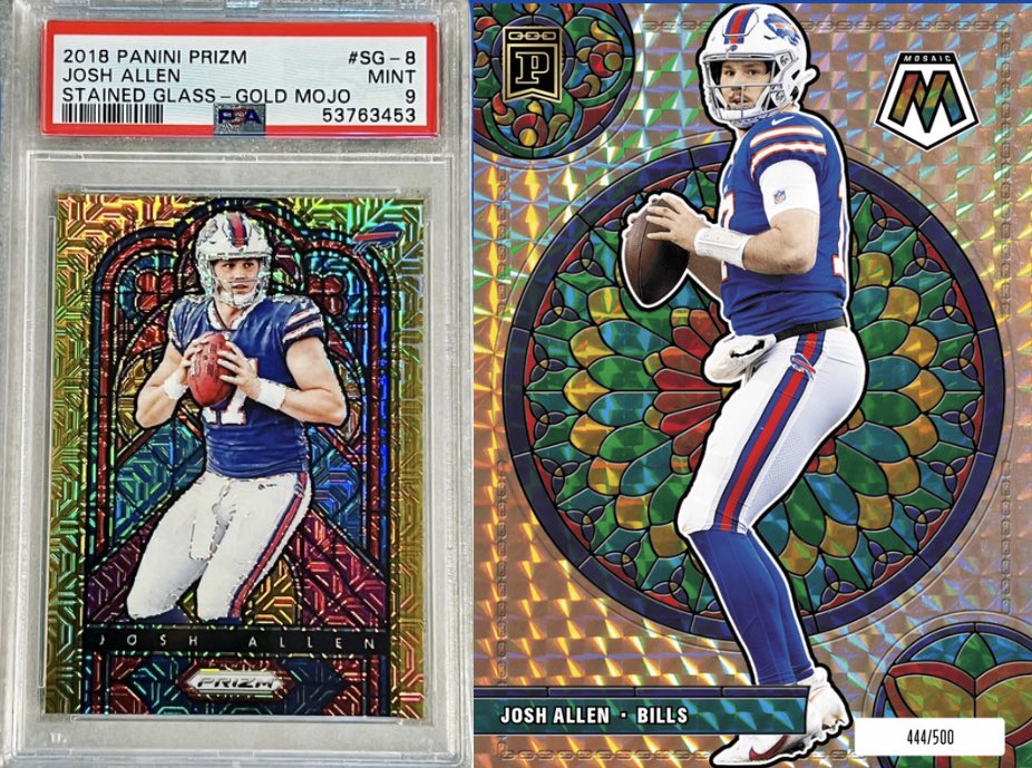 cdxsats's tweet photo. Josh Allen’s
My physical/NFT combo
-2018 Rookie Prizm stained glass gold Mojo (physical)
- His first digital gold stained glass nft 2021 mosaic. “Digital pack”
#joshAllen #NFL @PaniniAmerica @PaniniNFTs #BillsMafia #NewYork #trophycards #nftcommunity #sportscards https://t.co/4Kw6dHUULe