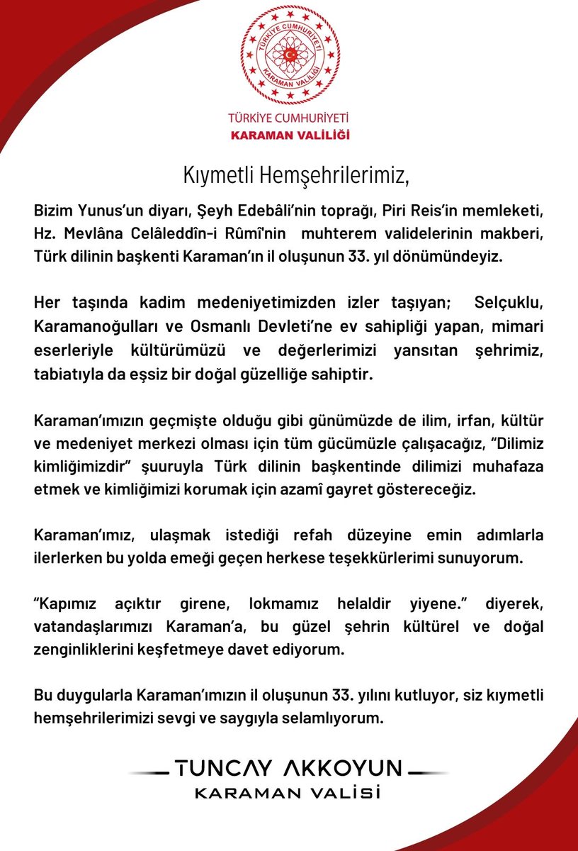 #Karaman33Yaşında