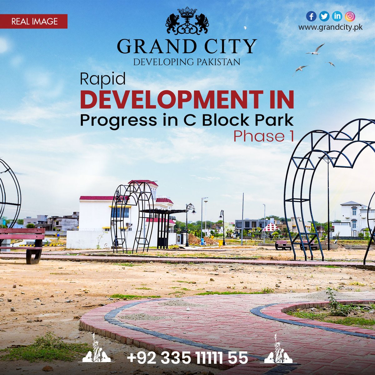 gckofficial's tweet photo. Grand City Is Continuing On Its Vision of Developing World Class Housing Societies!
Numerous parks are being developed in Grand City Kharian. Expeditious Development is taking place on the C Block Park in Phase 1 of the society. https://t.co/TV9ZQHlcJk